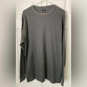 Gap Men Waffle Crewneck Long Sleeve Thermal T-shirt M Tall Dark Heather Gray NWT